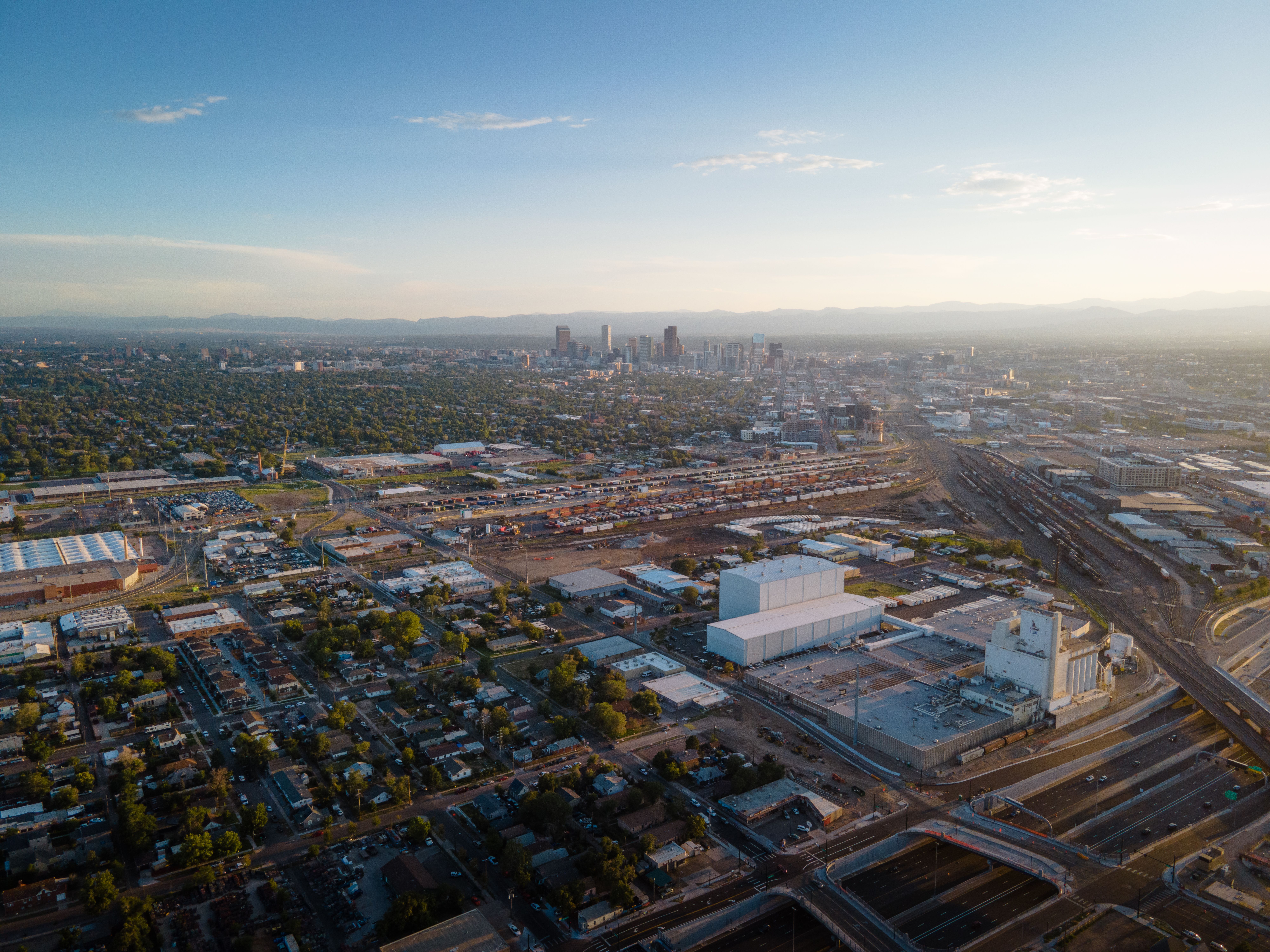 Aerial view of the Denver metro with the Front Range